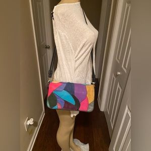 Vintage genuine leather multicolored patch work bag